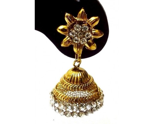 Golden Oxidized Earrings Jhumka Jhumki Jewelry Bollywood Drop Dangle Long EA184